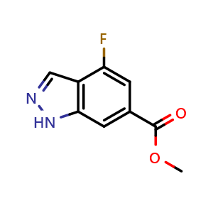 Chemical structure of Methyl 4-fluoro-1H-indazole-6-carboxylate , CAS 885521-44-8, AChemBlock L14337