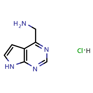 Chemical structure of 7H-Pyrrolo[2,3-d]pyrimidin-4-ylmethanamine hydrochloride , CAS 935466-96-9, AChemBlock L14405