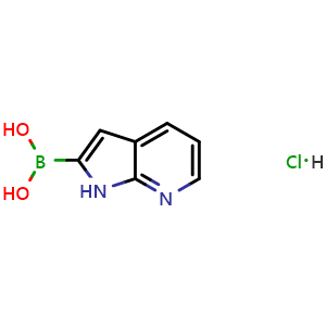 Chemical structure of {1H-Pyrrolo[2,3-b]pyridin-2-yl}boronic acid hydrochloride , CAS 2304635-61-6, AChemBlock L14409