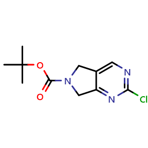 Chemical structure of tert-Butyl 2-chloro-5H,6H,7H-pyrrolo[3,4-d]pyrimidine-6-carboxylate , CAS 1211581-47-3, AChemBlock L14416