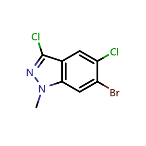 Chemical structure of 6-Bromo-3,5-dichloro-1-methyl-1H-indazole , CAS 1860028-28-9, AChemBlock L14437