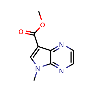 Chemical structure of 5-Methyl-5H-pyrrolo[2,3-b]pyrazine-7-carboxylic acid methyl ester , CAS 1860028-29-0, AChemBlock L14438
