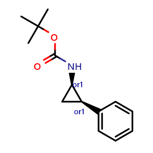 Chemical structure of tert-Butyl N-[(1R,2R)-rel-2-phenylcyclopropyl]carbamate , CAS 847644-86-4, AChemBlock L14479