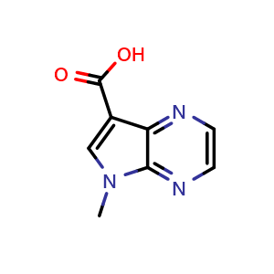 Chemical structure of 5-Methyl-5H-pyrrolo[2,3-b]pyrazine-7-carboxylic acid , CAS 1522530-72-8, AChemBlock L14519