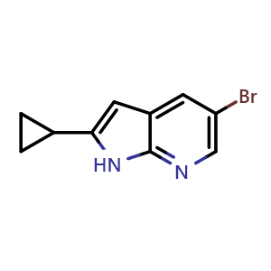 Chemical structure of 5-Bromo-2-cyclopropyl-1H-pyrrolo[2,3-b]pyridine , CAS 1534381-80-0, AChemBlock L14521