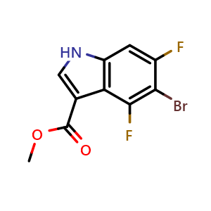 Chemical structure of Methyl 5-bromo-4,6-difluoro-1H-indole-3-carboxylate , CAS 1638763-46-8, AChemBlock L14523