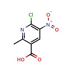 Chemical structure of 6-Chloro-2-methyl-5-nitropyridine-3-carboxylic acid , CAS 1638765-04-4, AChemBlock L14534