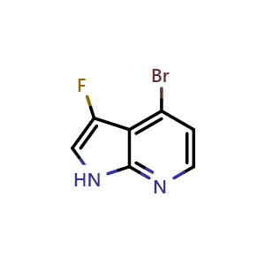 Chemical structure of 4-Bromo-3-fluoro-1H-pyrrolo[2,3-b]pyridine , CAS 1260385-91-8, AChemBlock L14539