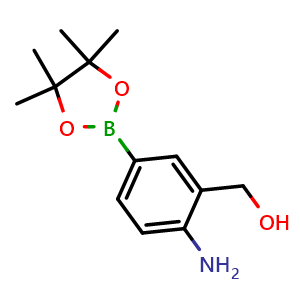 Chemical structure of [2-amino-5-(tetramethyl-1,3,2-dioxaborolan-2-yl)phenyl]methanol , CAS 1339927-45-5, AChemBlock L14575