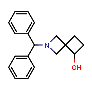 Chemical structure of 2-(diphenylmethyl)-2-azaspiro[3.3]heptan-5-ol , CAS 1263296-81-6, AChemBlock L14588