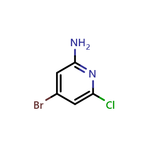 Chemical structure of 4-bromo-6-chloropyridin-2-amine , CAS 1206250-19-2, AChemBlock L14624