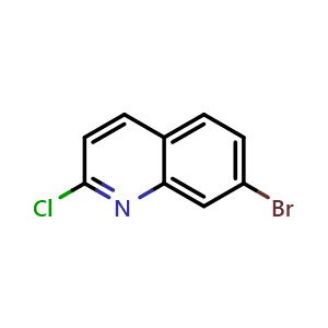 Chemical structure of 7-bromo-2-chloroquinoline , CAS 99455-15-9, AChemBlock L14625