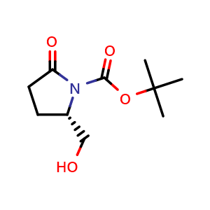 Chemical structure of tert-butyl (2S)-2-(hydroxymethyl)-5-oxopyrrolidine-1-carboxylate , CAS 81658-25-5, AChemBlock L14634