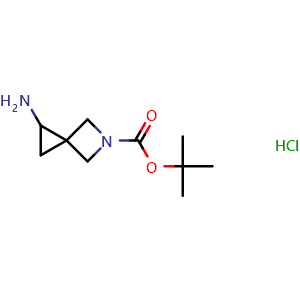 Chemical structure of tert-butyl 1-amino-5-azaspiro[2.3]hexane-5-carboxylate hydrochloride , CAS 2007925-04-2, AChemBlock L14644