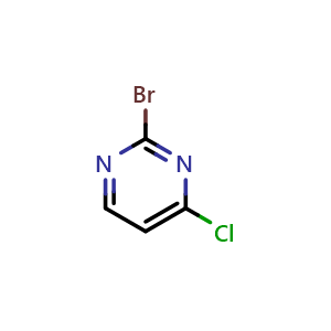 Chemical structure of 2-bromo-4-chloropyrimidine , CAS 885702-33-0, AChemBlock L14646