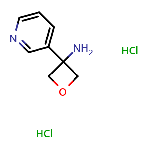 Chemical structure of 3-(pyridin-3-yl)oxetan-3-amine dihydrochloride , CAS 2007917-04-4, AChemBlock L14651