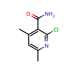 Chemical structure of 2-chloro-4,6-dimethylpyridine-3-carboxamide , CAS 140413-44-1, AChemBlock L14660