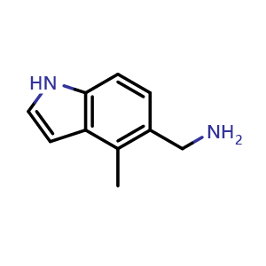 Chemical structure of (4-methyl-1H-indol-5-yl)methanamine , CAS 1369368-84-2, AChemBlock L14663