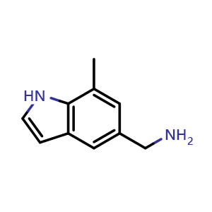 Chemical structure of (7-methyl-1H-indol-5-yl)methanamine , CAS 1401726-44-0, AChemBlock L14664