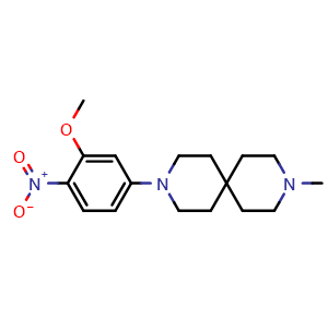 Chemical structure of 3-(3-methoxy-4-nitrophenyl)-9-methyl-3,9-diazaspiro[5.5]undecane , CAS 1854943-73-9, AChemBlock L14669