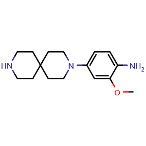 Chemical structure of 4-{3,9-diazaspiro[5.5]undecan-3-yl}-2-methoxyaniline , CAS 2007917-26-0, AChemBlock L14671