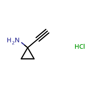 Chemical structure of 1-ethynylcyclopropan-1-amine hydrochloride , CAS 1268810-17-8, AChemBlock L14678
