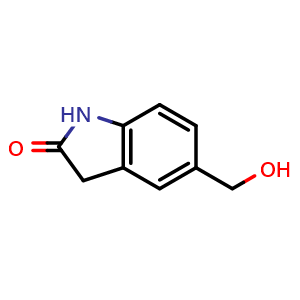 Chemical structure of 5-(hydroxymethyl)-2,3-dihydro-1H-indol-2-one , CAS 612487-61-3, AChemBlock L14680