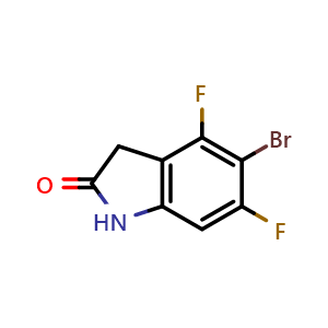 Chemical structure of 5-bromo-4,6-difluoro-2,3-dihydro-1H-indol-2-one , CAS 1857381-07-7, AChemBlock L14684
