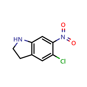 Chemical structure of 5-chloro-6-nitro-2,3-dihydro-1H-indole , CAS 2007919-15-3, AChemBlock L14701
