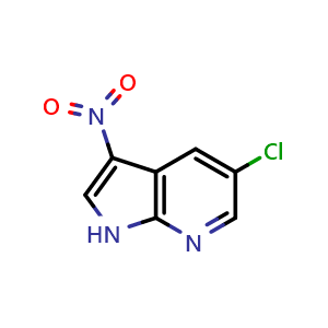 Chemical structure of 5-chloro-3-nitro-1H-pyrrolo[2,3-b]pyridine , CAS 1033463-33-0, AChemBlock L14718