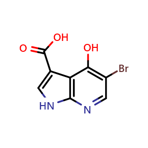 Chemical structure of 5-bromo-4-hydroxy-1H-pyrrolo[2,3-b]pyridine-3-carboxylic acid , CAS 2007919-12-0, AChemBlock L14720
