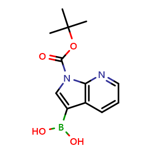 Chemical structure of {1-[(tert-butoxy)carbonyl]-1H-pyrrolo[2,3-b]pyridin-3-yl}boronic acid , CAS 1425334-89-9, AChemBlock L14722