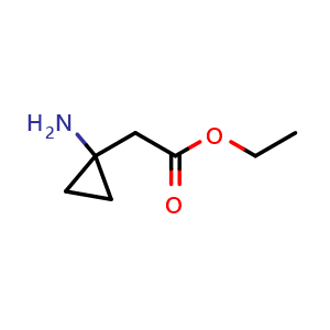 Chemical structure of ethyl 2-(1-aminocyclopropyl)acetate , CAS 1211516-88-9, AChemBlock L14723