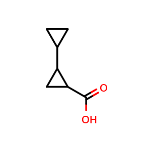Chemical structure of 2-cyclopylcyclopropane-1-carboxylic acid , CAS 89851-39-8, AChemBlock L14724