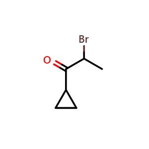 Chemical structure of 2-Bromo-1-cyclopropylpropan-1-one , CAS 34650-66-3, AChemBlock L14735
