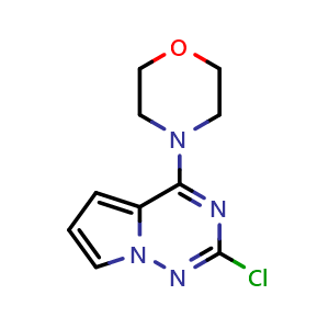 Chemical structure of 4-{2-chloropyrrolo[2,1-f][1,2,4]triazin-4-yl}morpholine , CAS 1801294-68-7, AChemBlock L14768