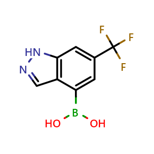 Chemical structure of [6-(trifluoromethyl)-1H-indazol-4-yl]boronic acid , CAS 1454301-73-5, AChemBlock L14783