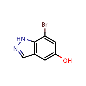 Chemical structure of 7-bromo-1H-indazol-5-ol , CAS 1512720-83-0, AChemBlock L14784