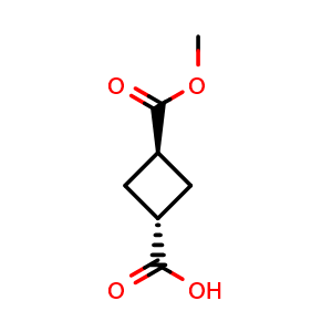 Chemical structure of trans-3-(methoxycarbonyl)cyclobutane-1-carboxylic acid , CAS 1401103-71-6, AChemBlock L14791
