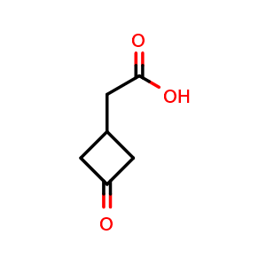 Chemical structure of 2-(3-oxocyclobutyl)acetic acid , CAS 1610028-25-5, AChemBlock L14792
