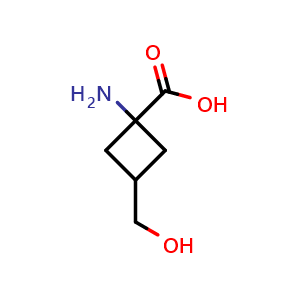 Chemical structure of 1-amino-3-(hydroxymethyl)cyclobutane-1-carboxylic acid , CAS 1555492-59-5, AChemBlock L14797