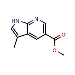 Chemical structure of methyl 3-methyl-1H-pyrrolo[2,3-b]pyridine-5-carboxylate , CAS 1256809-63-8, AChemBlock L14806
