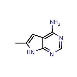 Chemical structure of 6-methyl-7H-pyrrolo[2,3-d]pyrimidin-4-amine , CAS 941868-27-5, AChemBlock L14855