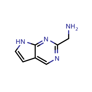 Chemical structure of 7H-pyrrolo[2,3-d]pyrimidin-2-ylmethanamine , CAS 1368194-74-4, AChemBlock L14858