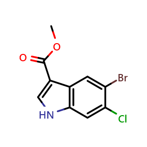 Chemical structure of methyl 5-bromo-6-chloro-1H-indole-3-carboxylate , CAS 1467059-91-1, AChemBlock L14884