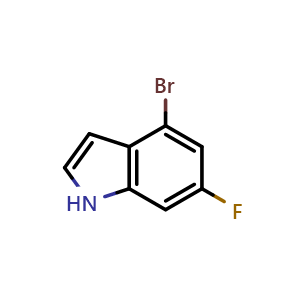 Chemical structure of 4-bromo-6-fluoro-1H-indole , CAS 885520-70-7, AChemBlock L14887