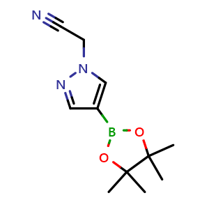 Chemical structure of 2-[4-(tetramethyl-1,3,2-dioxaborolan-2-yl)-1H-pyrazol-1-yl]acetonitrile , CAS 1093307-35-7, AChemBlock L14901