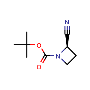Chemical structure of tert-butyl (2R)-2-cyanoazetidine-1-carboxylate , CAS 1932159-94-8, AChemBlock L14922