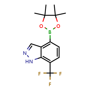 Chemical structure of 7-trifluoromethyl-4-(4,4,5,5-tetramethyl-1,3,2-dioxaborolan-2-yl)-1H-indazole , CAS 1186334-80-4, AChemBlock L14933