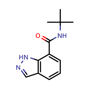 Chemical structure of N-tert-butyl-1H-indazole-7-carboxamide , CAS 1476776-76-7, AChemBlock L14948